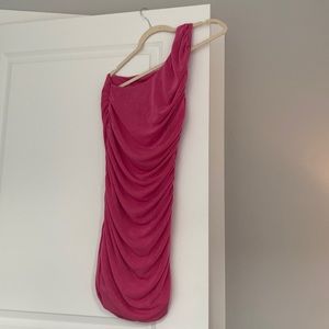 Pink one shoulder body con dress